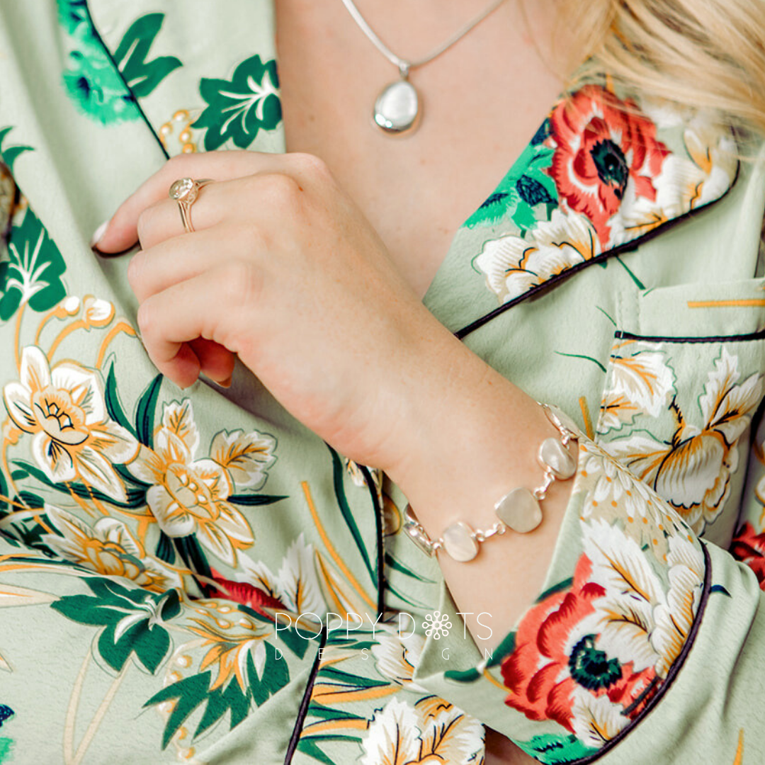 Sterling Silver Modern Mother of Pearl Bracelet