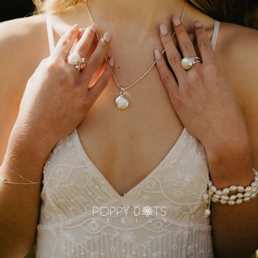 Sterling Silver Coin Pearl Pendant