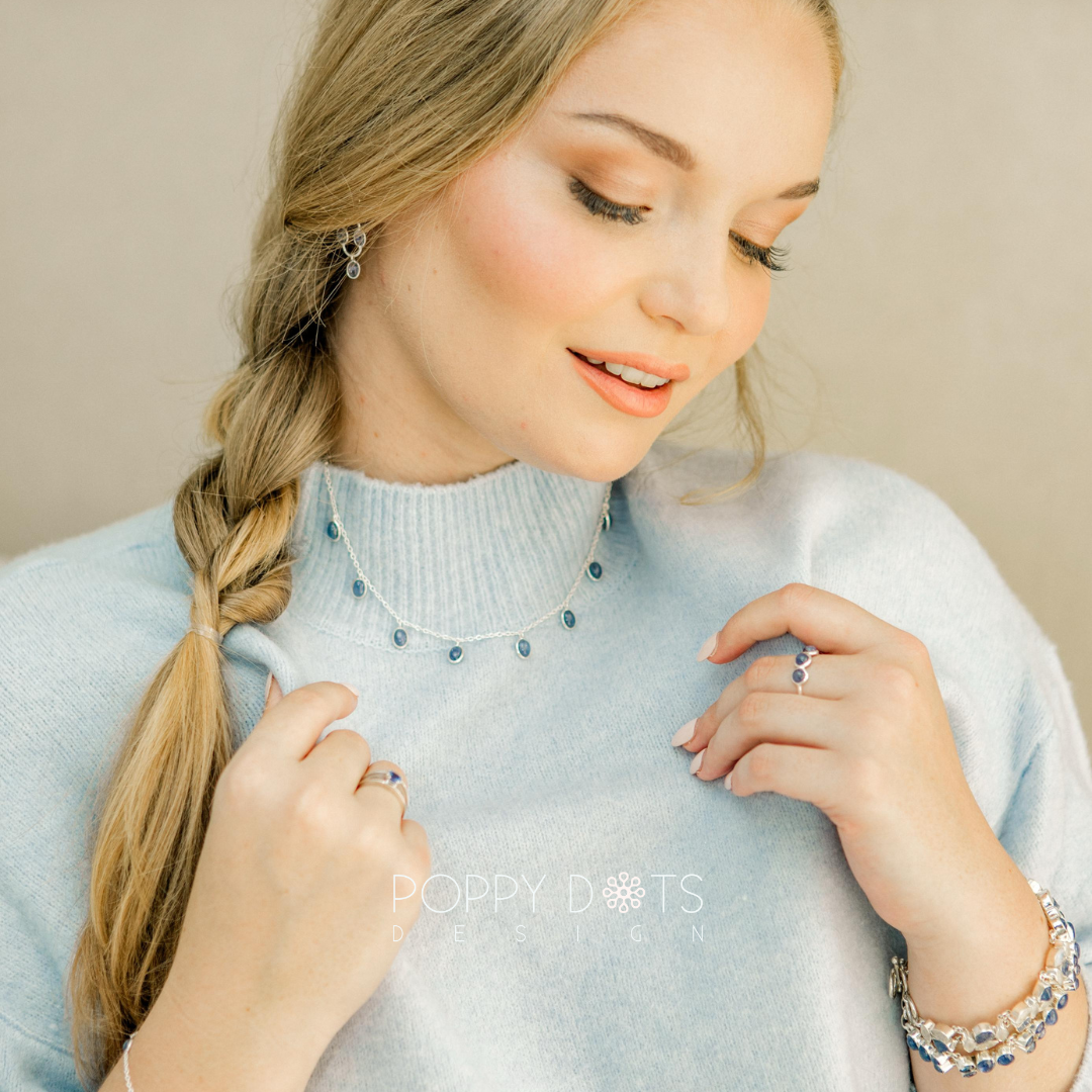 Sterling Silver Oval Tanzanite Necklace