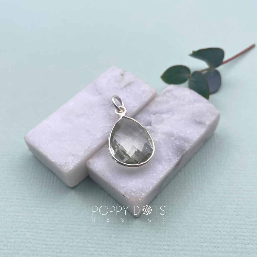 Sterling Silver Green Amethyst Teardrop Pendant