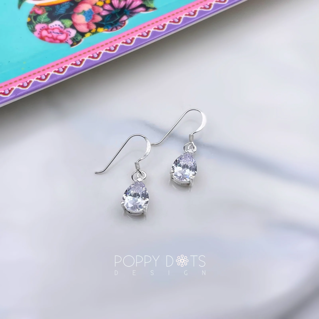 Sterling Silver Teardrop Zirconia Earrings