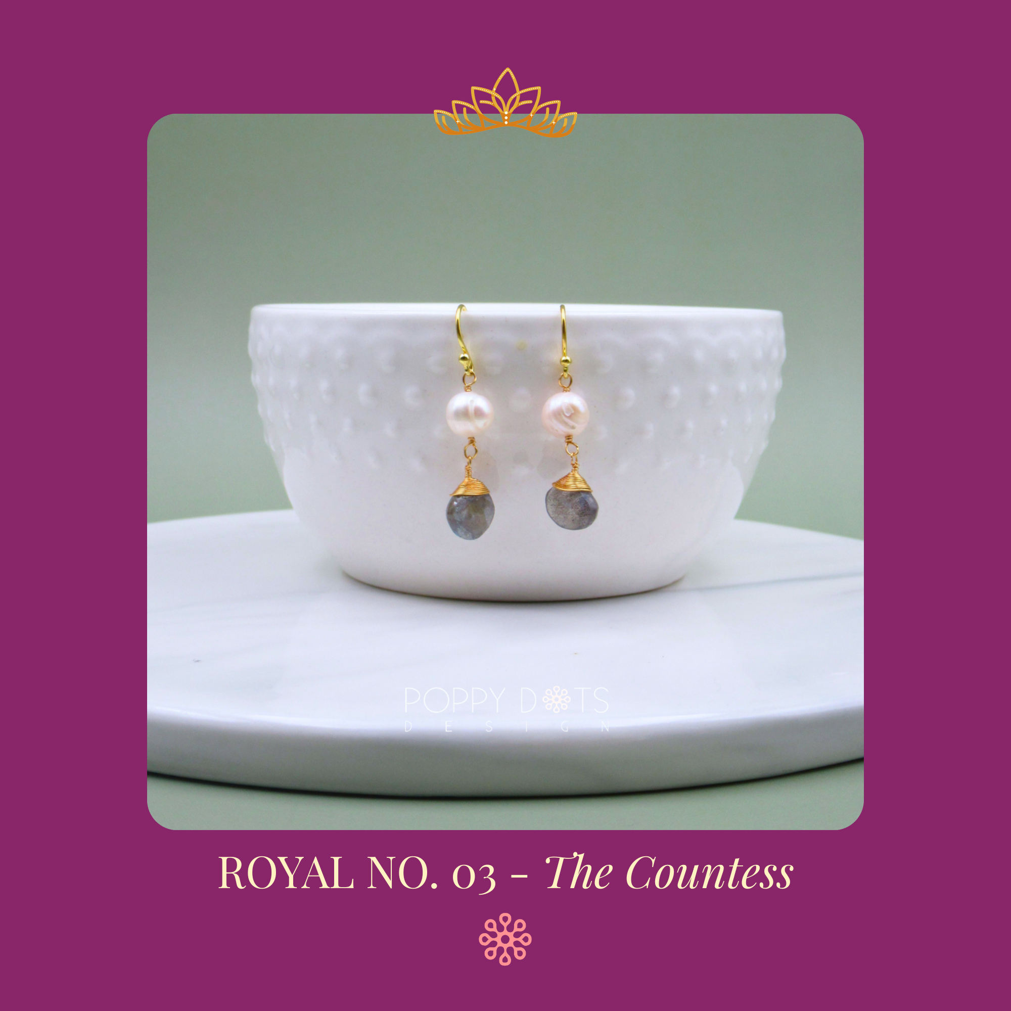 The Countess: Labradorite & Pearl Gold-Plated Sterling Silver Earrings