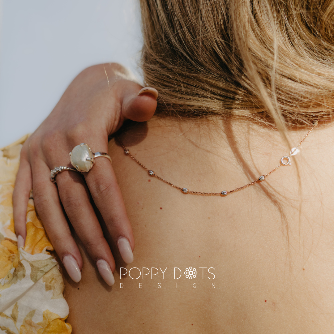 Sterling Silver & Rose Gold 45 cm dottie chain