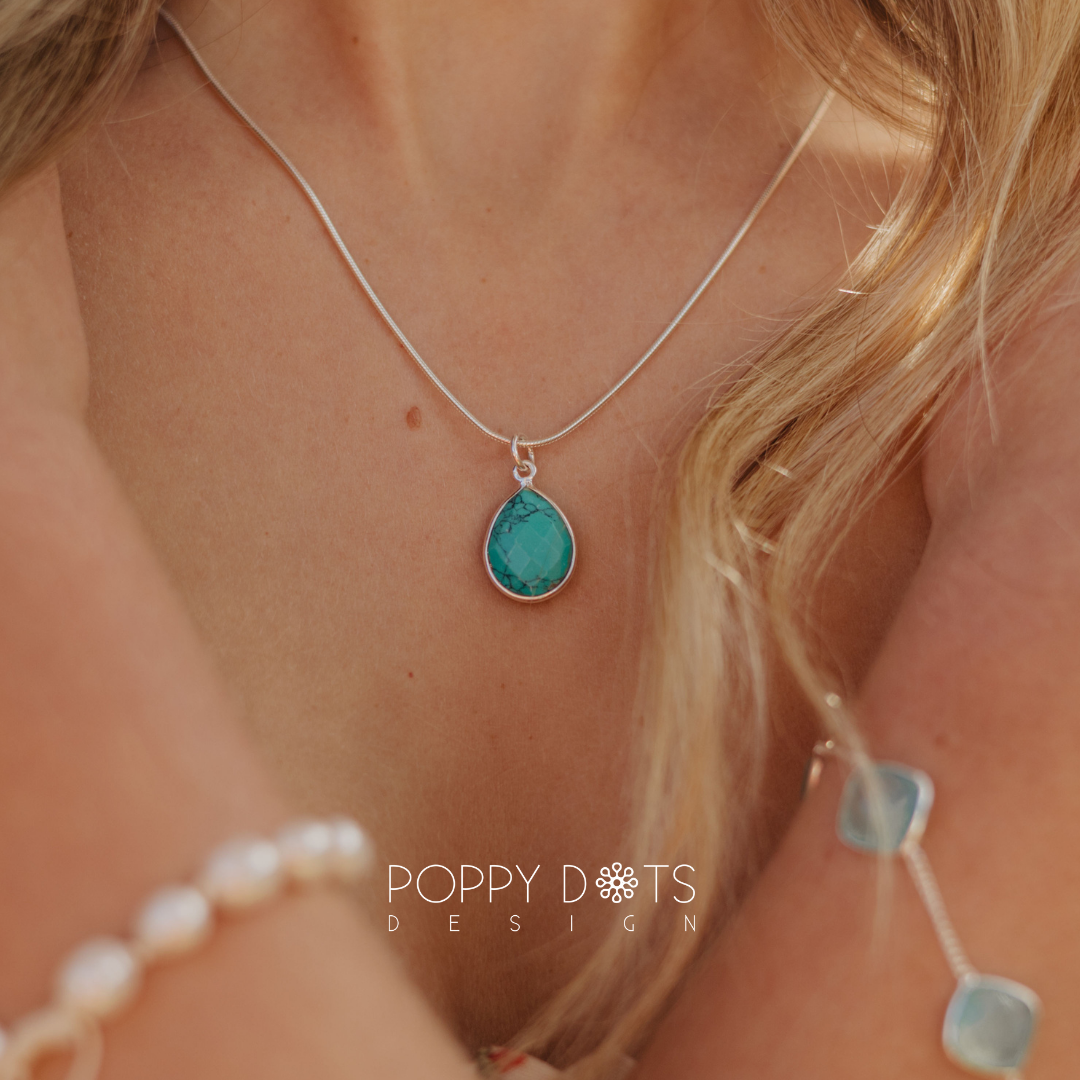 Sterling Silver Turquoise Teardrop Pendant