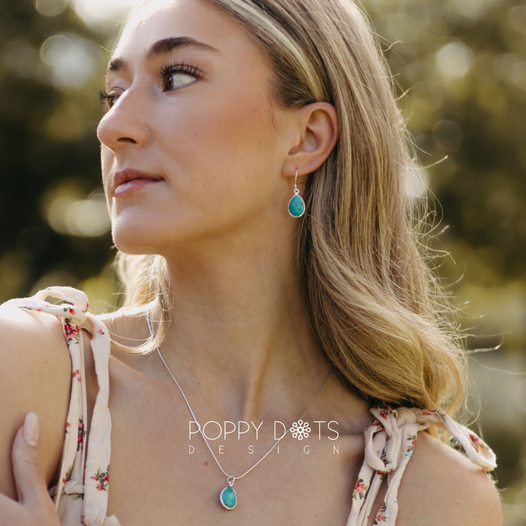 Sterling Silver Teardrop Turquoise Earrings