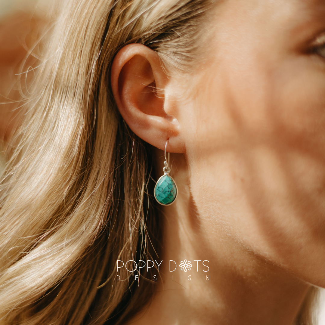 Sterling Silver Teardrop Turquoise Earrings