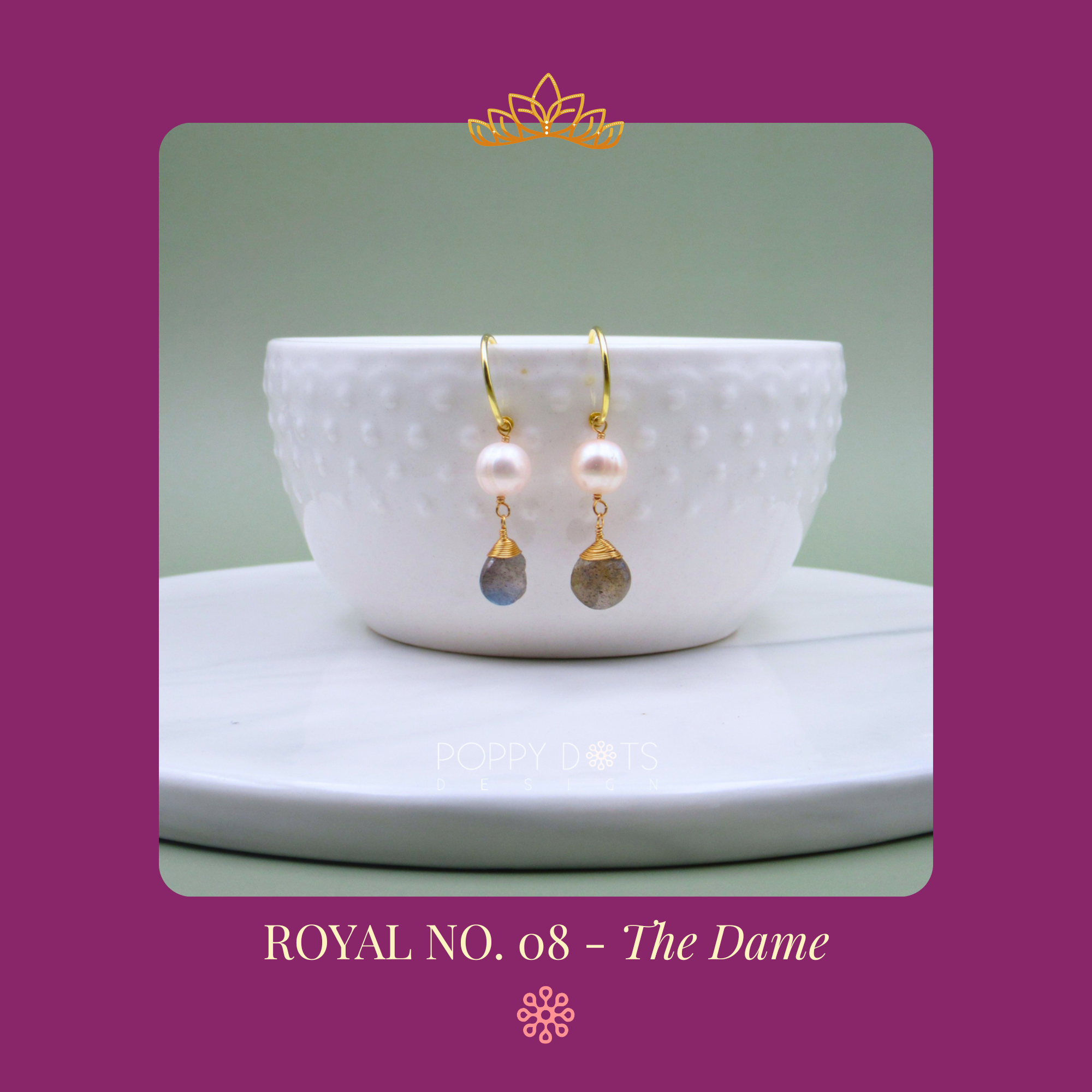 The Dame: Labradorite & Pearl Gold-Plated Sterling Silver Hoop Earrings