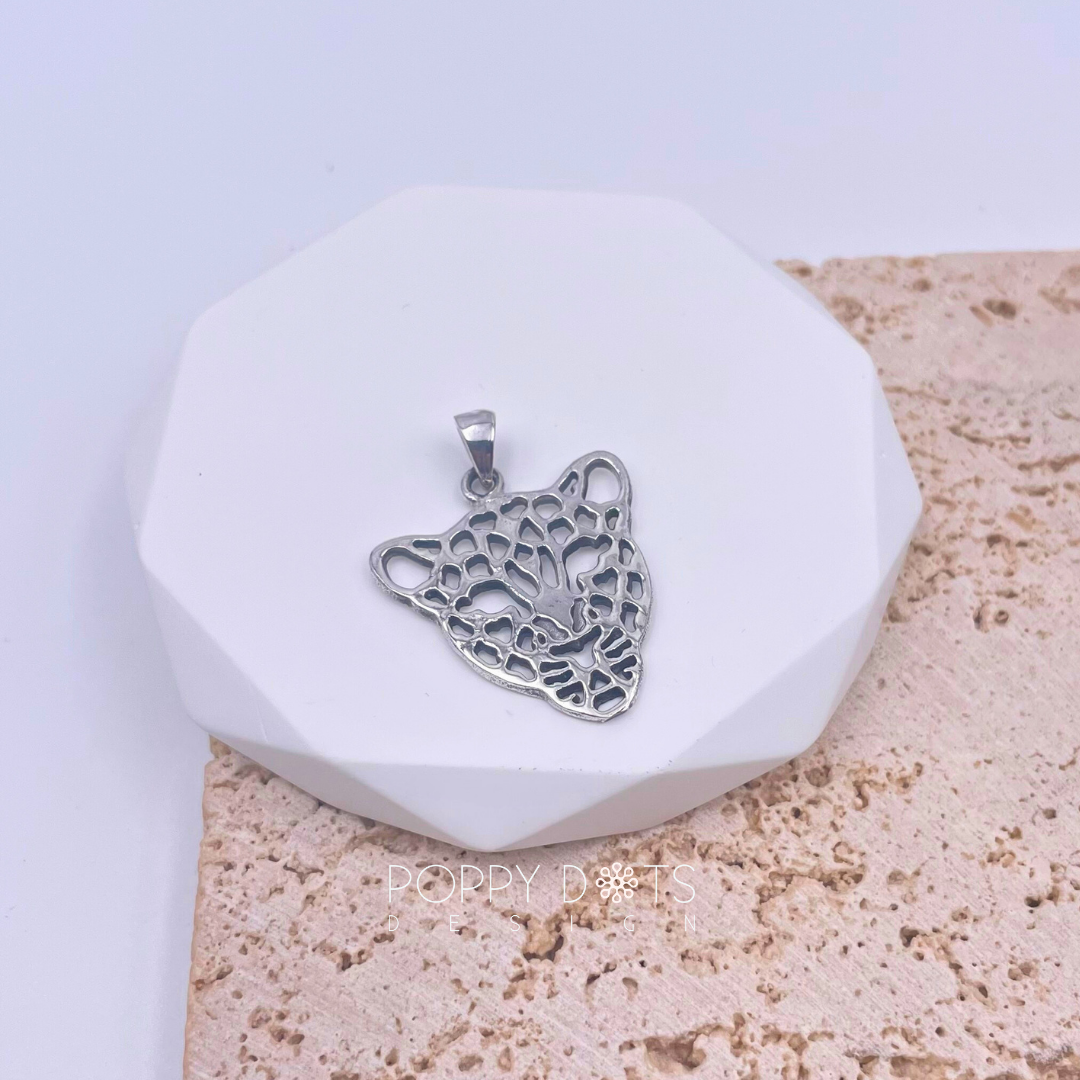 Sterling Silver Leopard Pendant Large