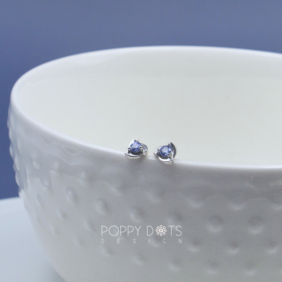Sterling Silver Bordered Round Tanzanite Studs