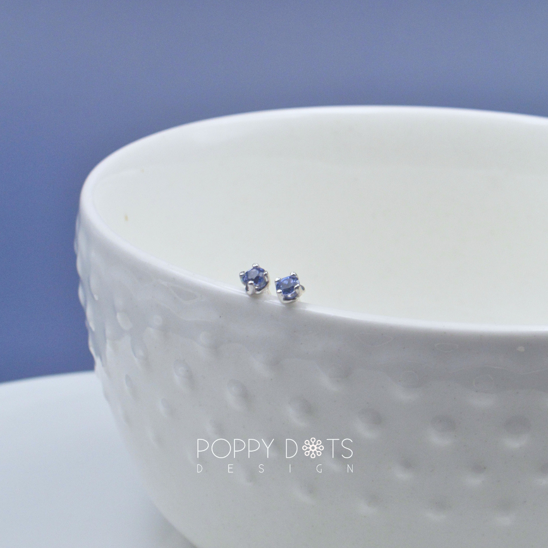 Sterling Silver Small Round Tanzanite Studs (3mm)