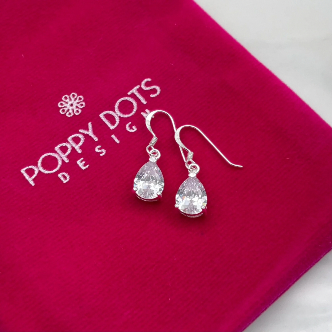 Sterling Silver Teardrop Zirconia Earrings