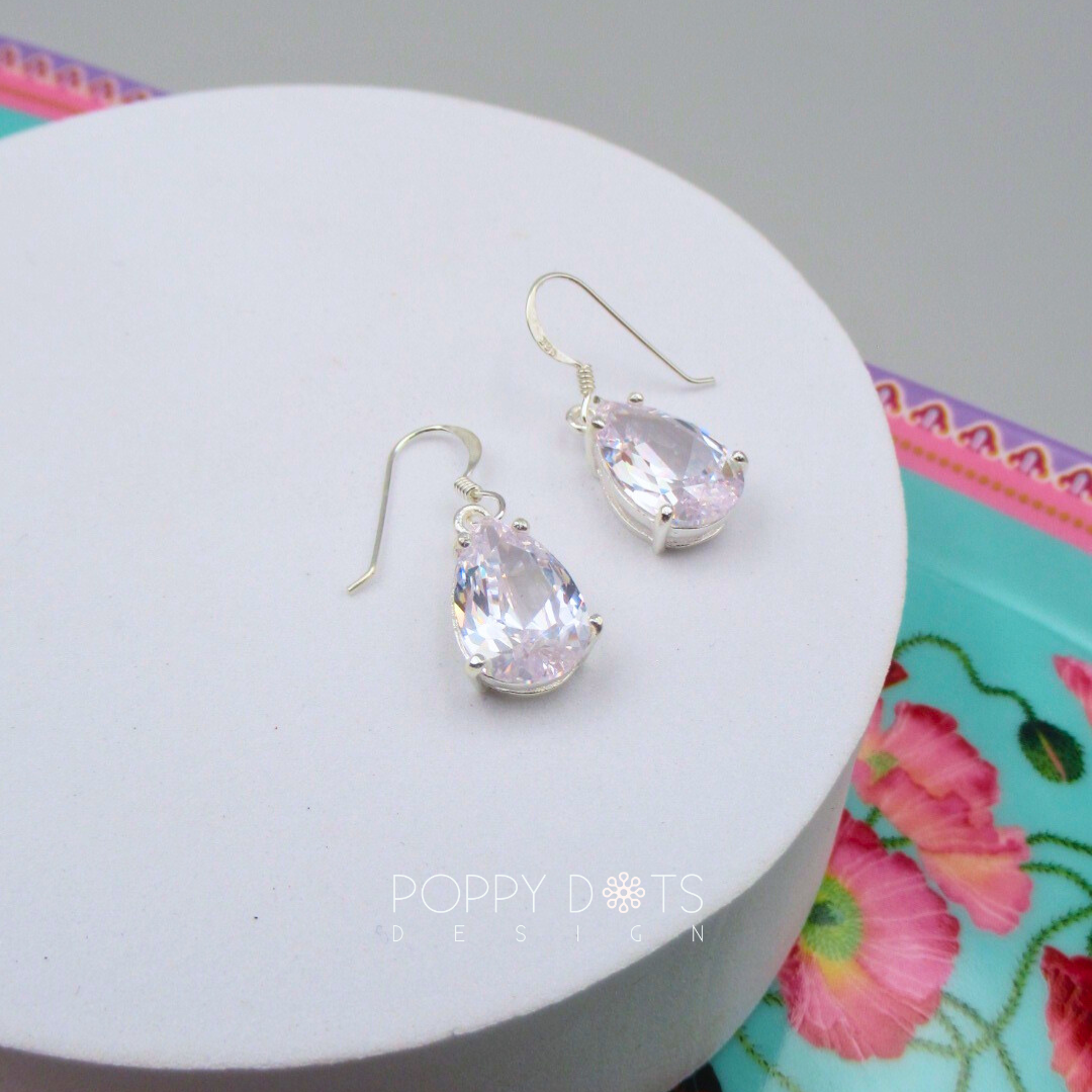 Sterling Silver Luxurious Teardrop Zirconia Earrings