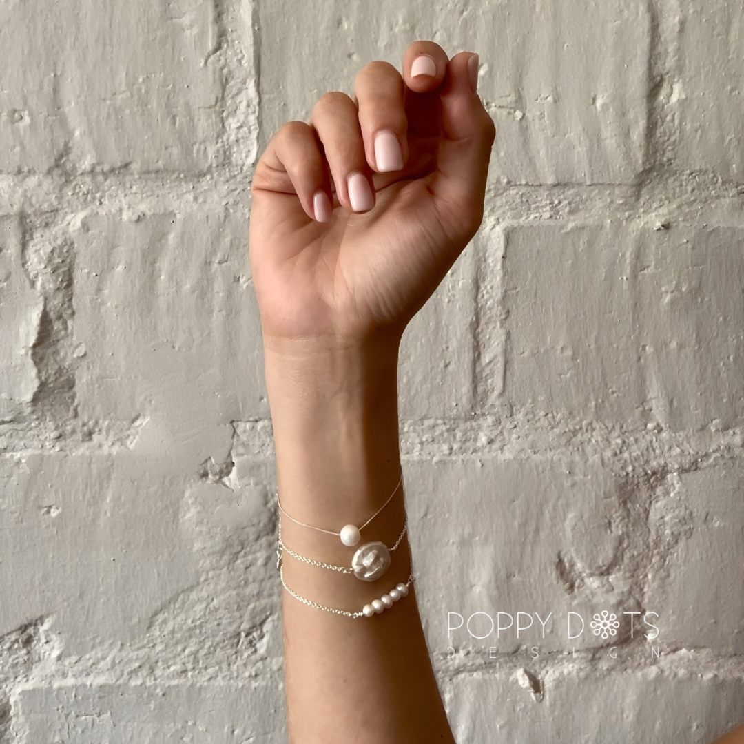 Sterling Silver Floating Freshwater Pearl Bracelet