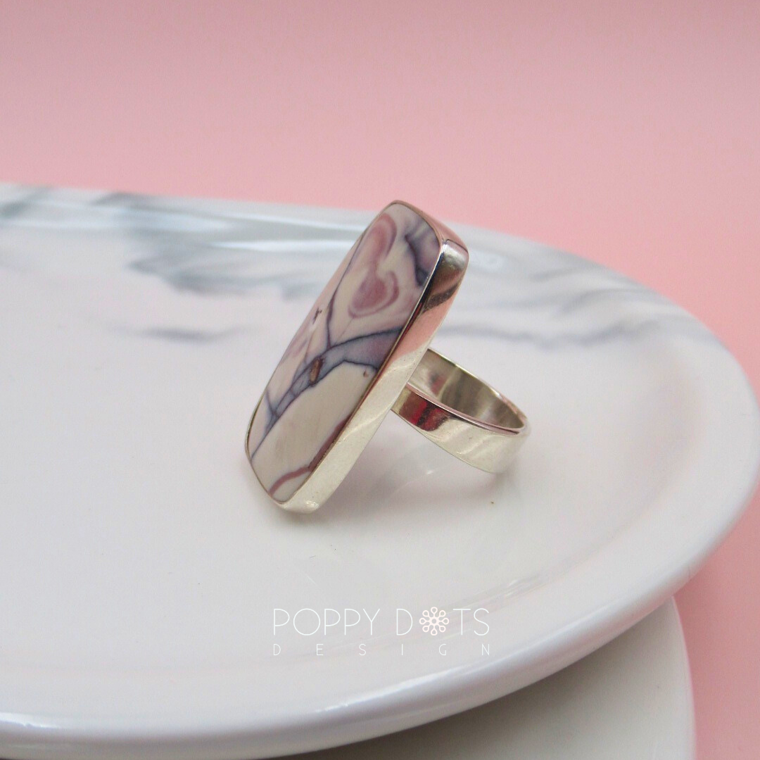 Luxurious Sterling Silver Butterfly Jasper Earrings and Ring Set