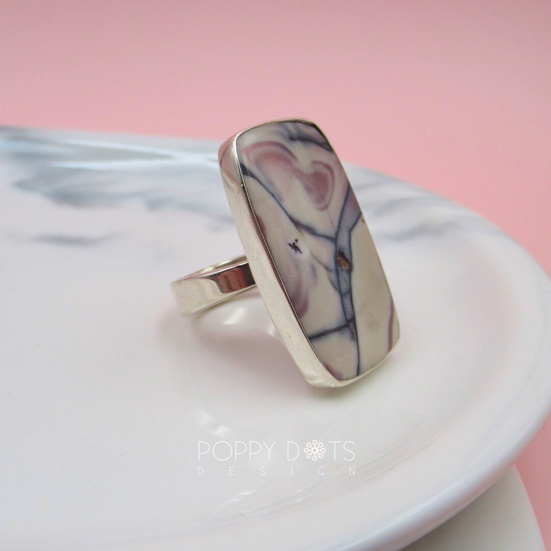 Luxurious Sterling Silver Butterfly Jasper Earrings and Ring Set