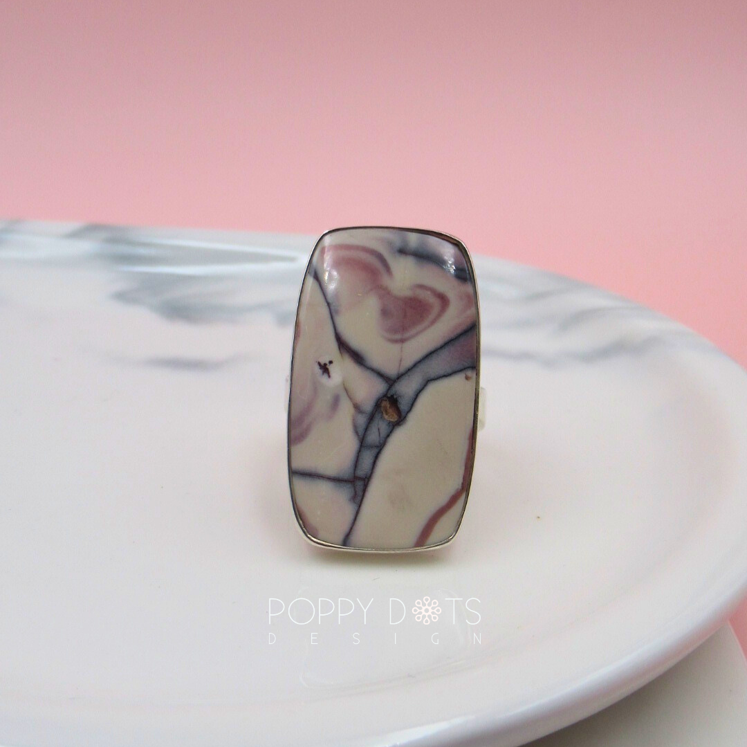Luxurious Sterling Silver Butterfly Jasper Earrings and Ring Set