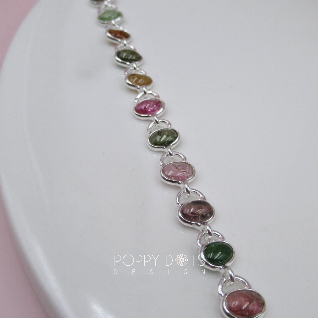 Sterling Silver Oval Tourmaline Bracelet