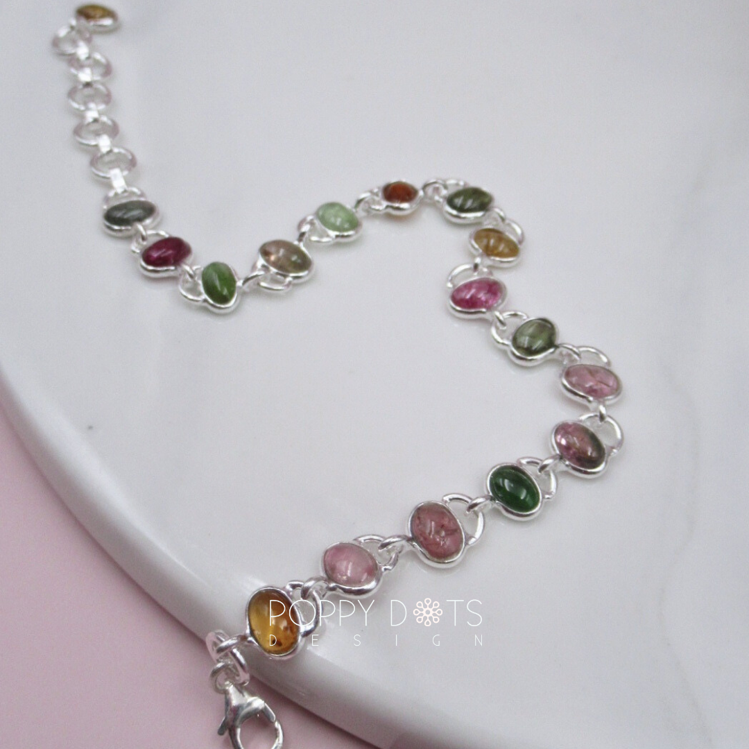 Sterling Silver Oval Tourmaline Bracelet
