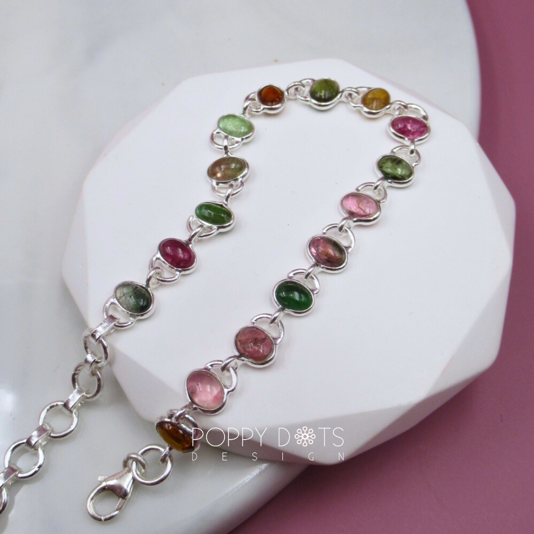 Sterling Silver Oval Tourmaline Bracelet
