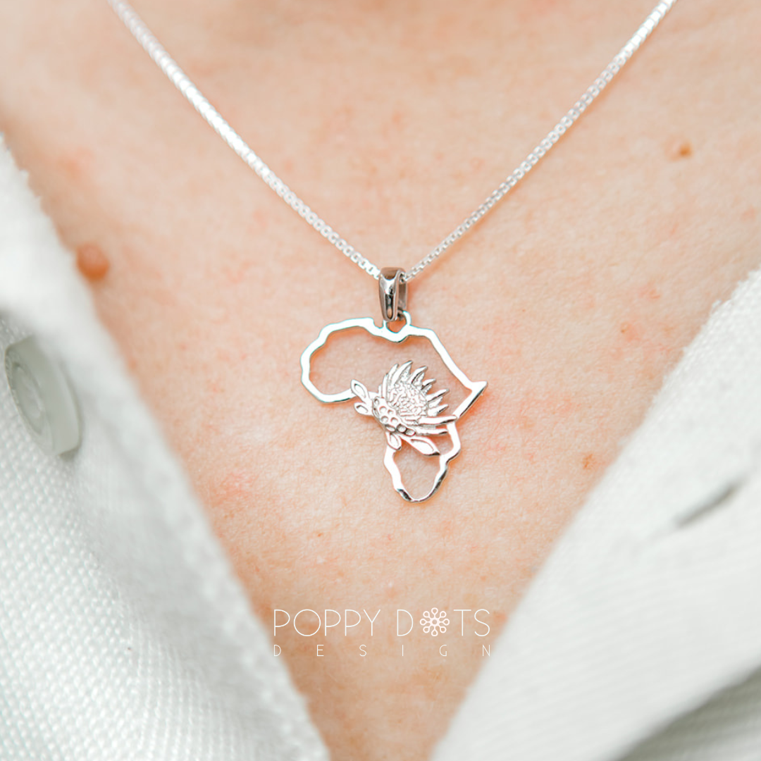 Sterling Silver Africa Protea Pendant
