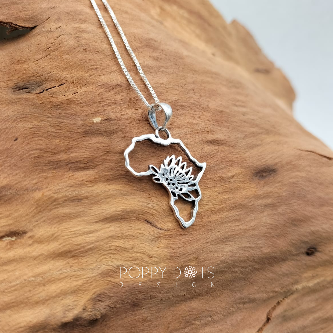 Sterling Silver Africa Protea Pendant
