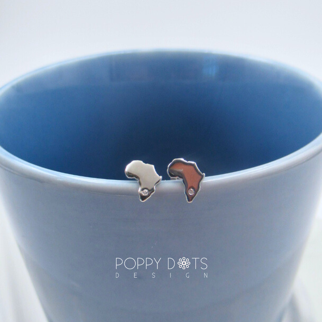 Sterling Silver Africa Studs with Zirconias