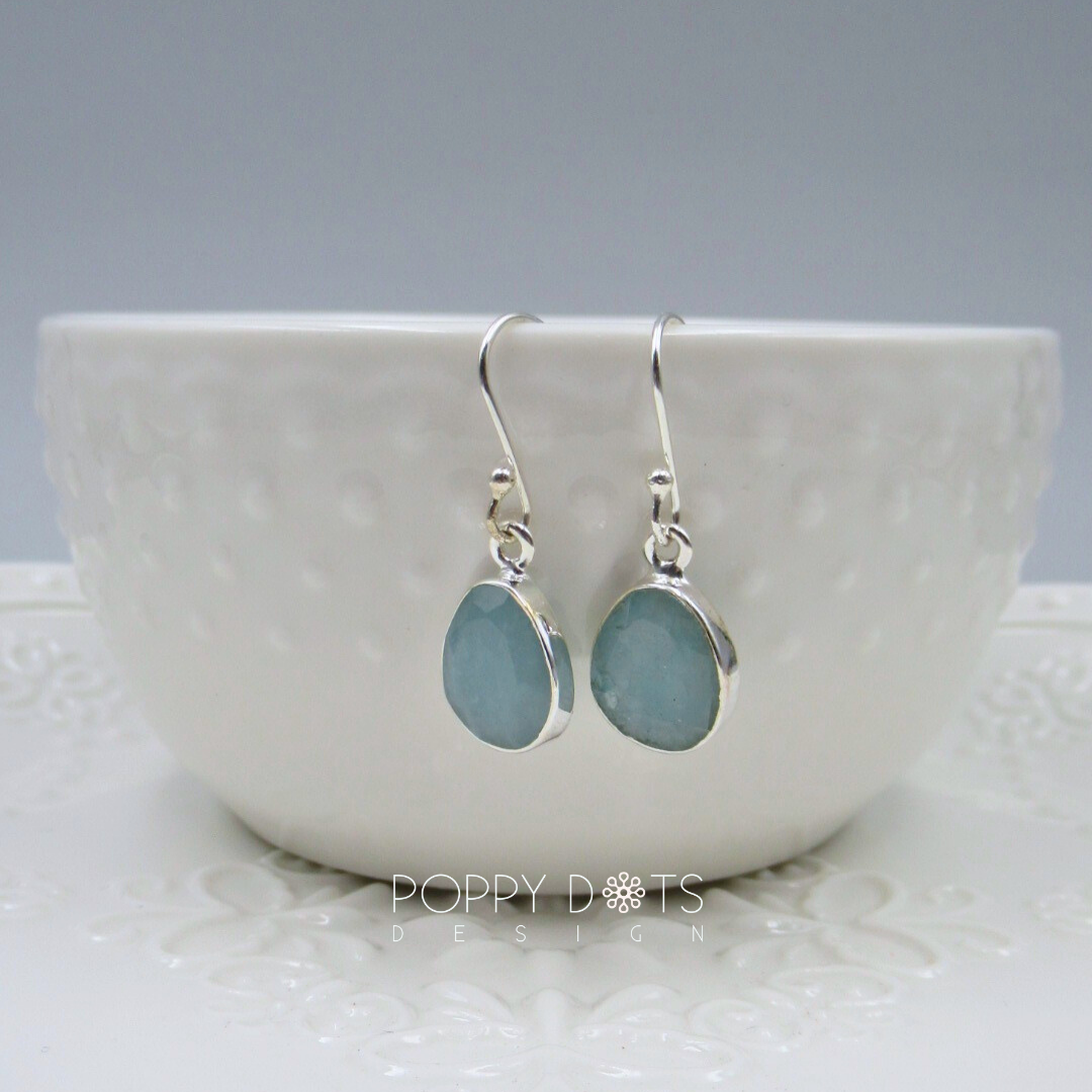 Luxurious Sterling Silver Aquamarine Earrings, Ring and Pendant Set
