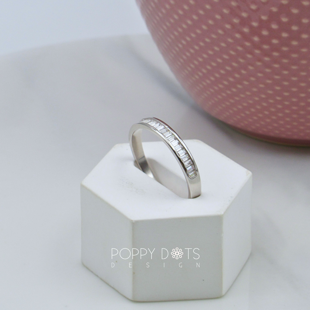 Sterling Silver Zirconia Baguette half Eternity Ring