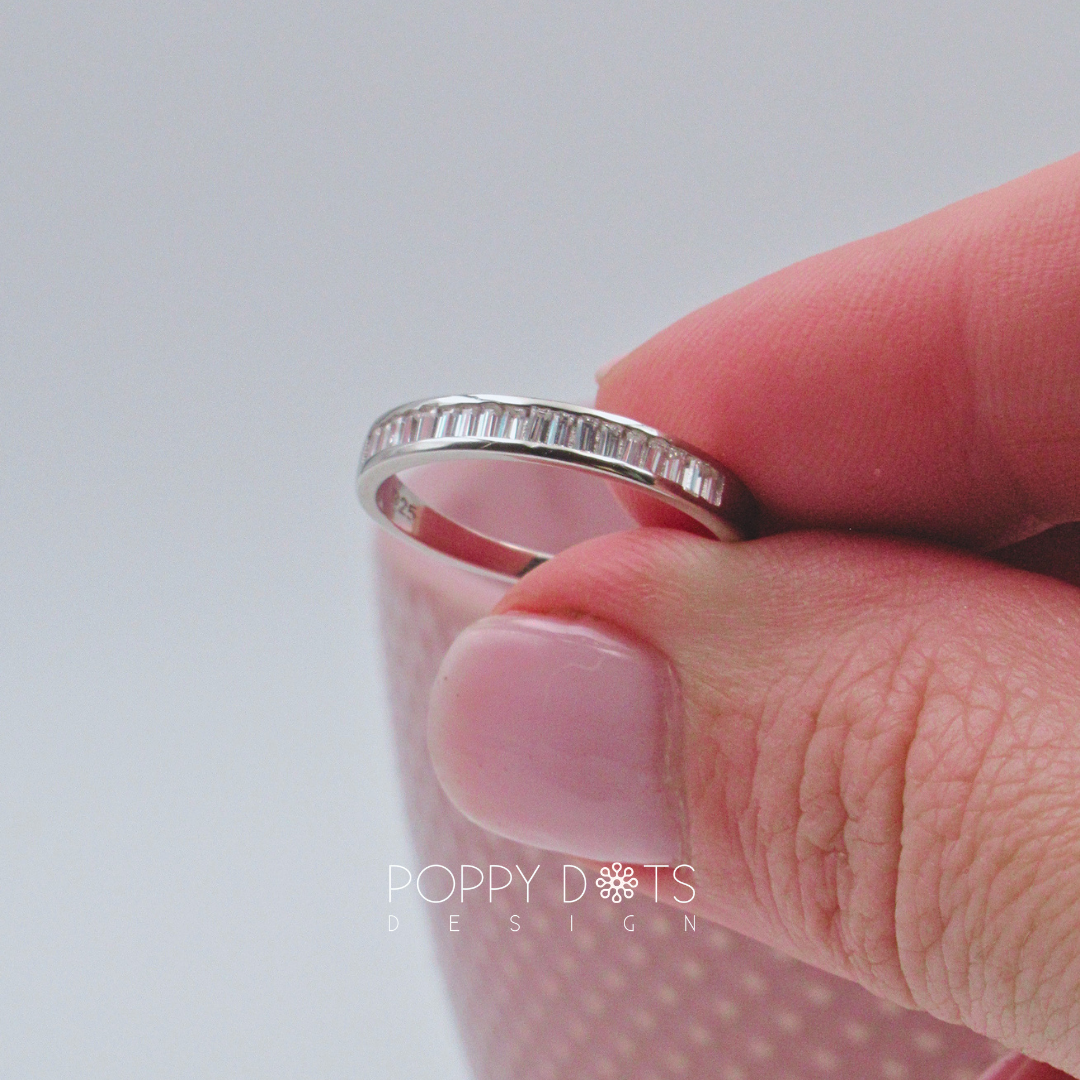 Sterling Silver Zirconia Baguette half Eternity Ring