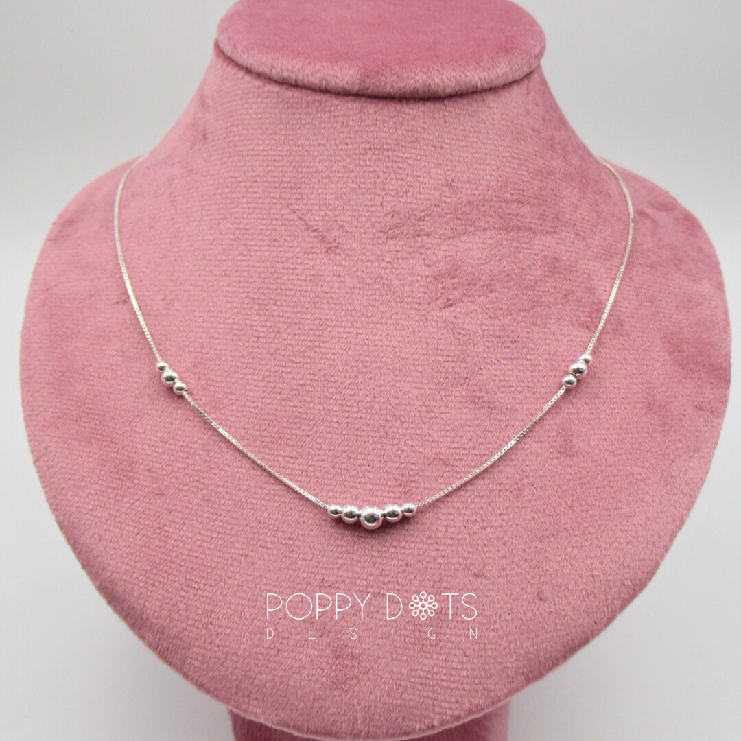 Sterling Silver plain Ball Necklace Chain 50cm