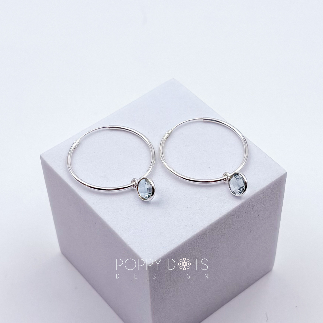 Sterling Silver 2-in-1 Blue Topaz Hoop Earrings