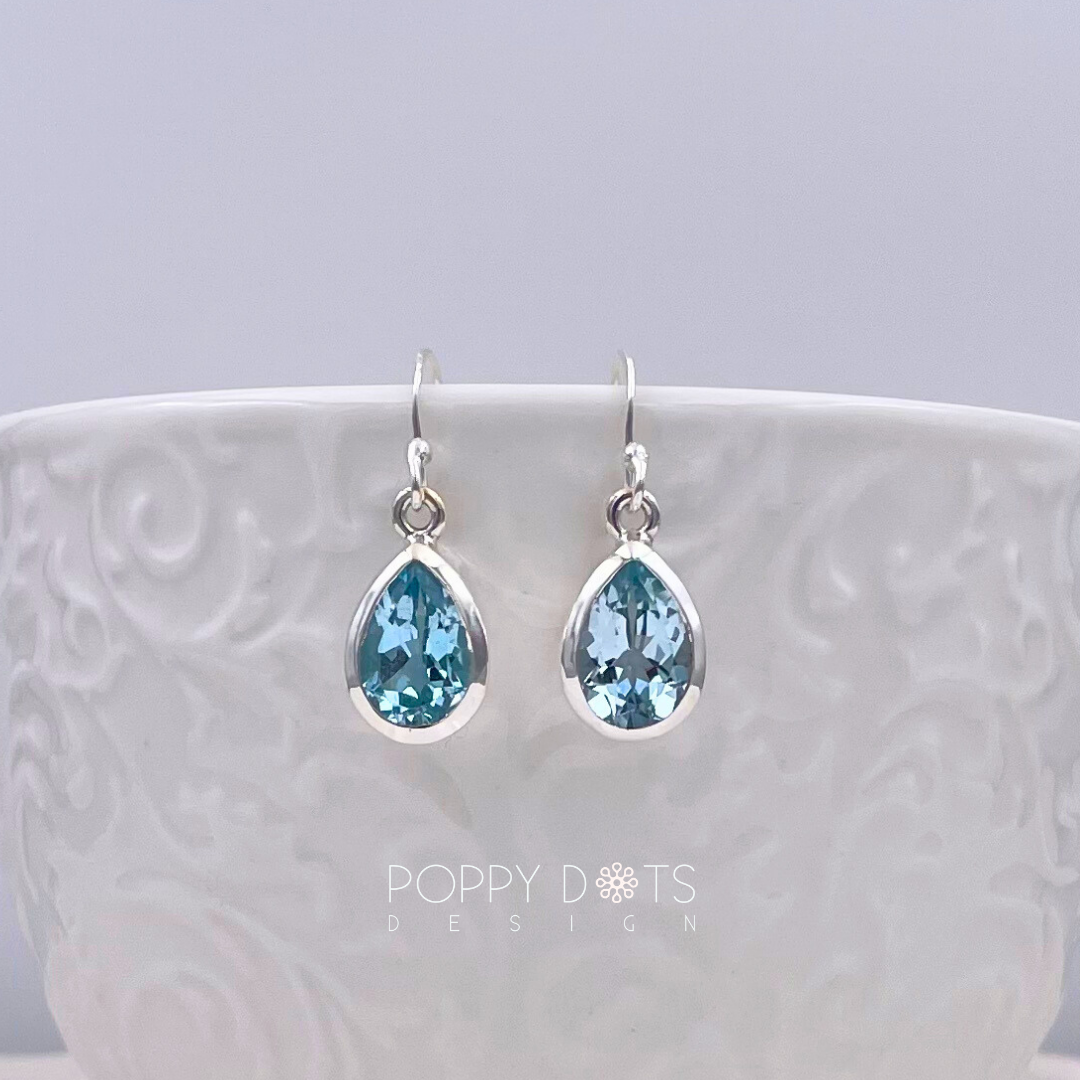 Deluxe Sterling Silver Blue Topaz Teardrop Earrings