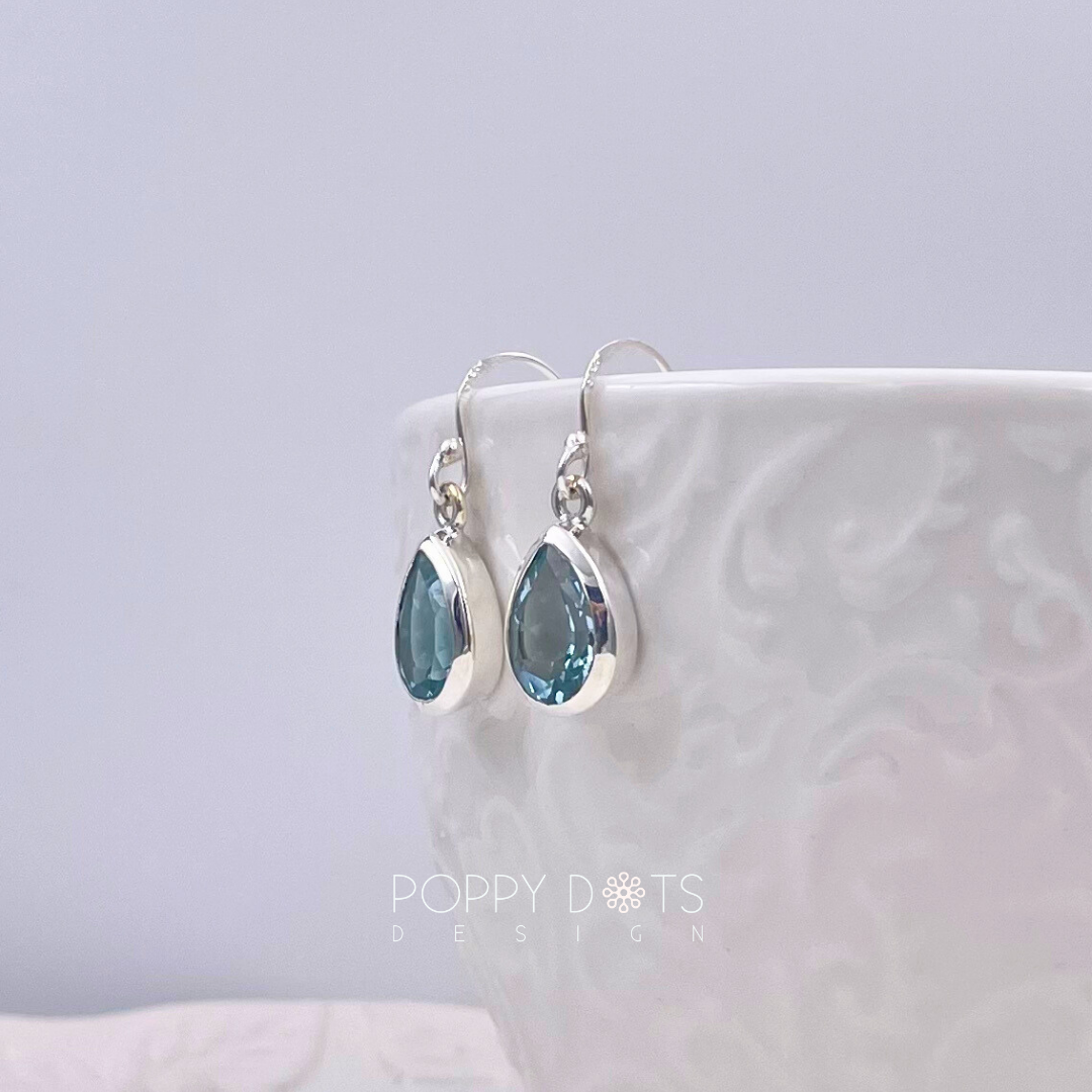 Deluxe Sterling Silver Blue Topaz Teardrop Earrings