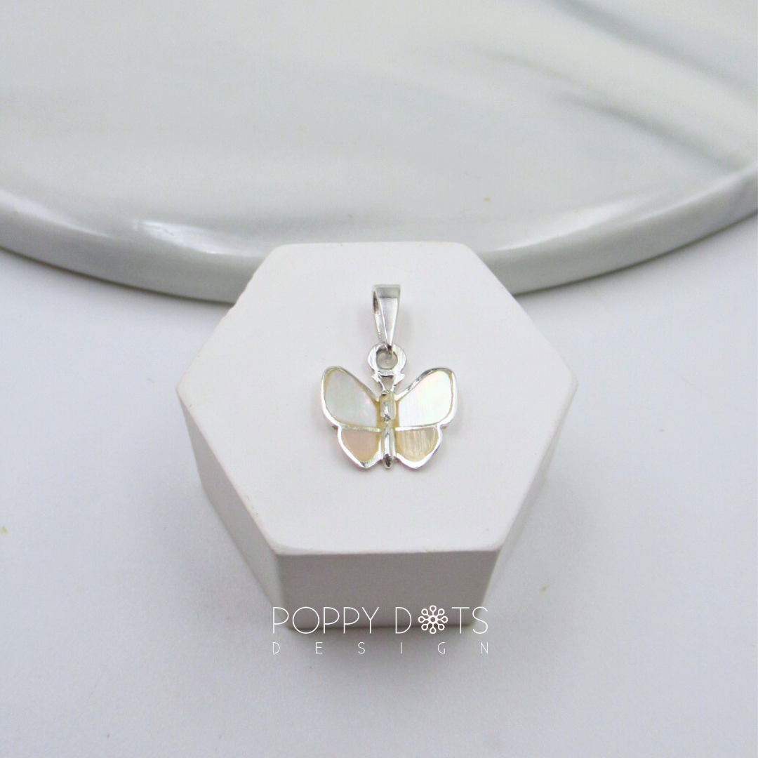 Sterling Silver Mother of Pearl Butterfly Pendant