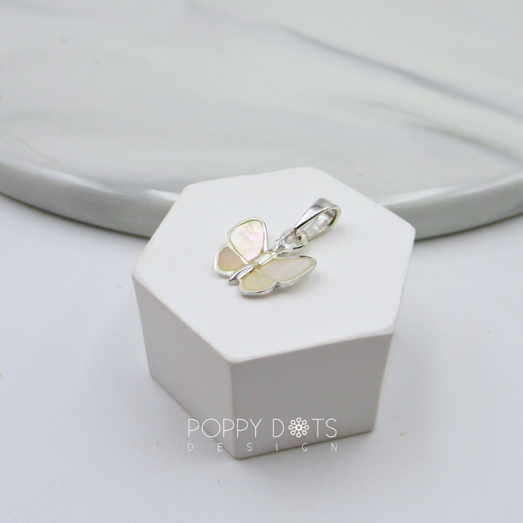 Sterling Silver Mother of Pearl Butterfly Pendant