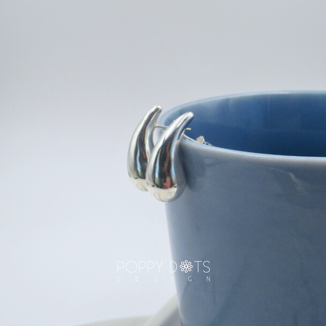 Sterling Silver Chunky Teardrop Studs