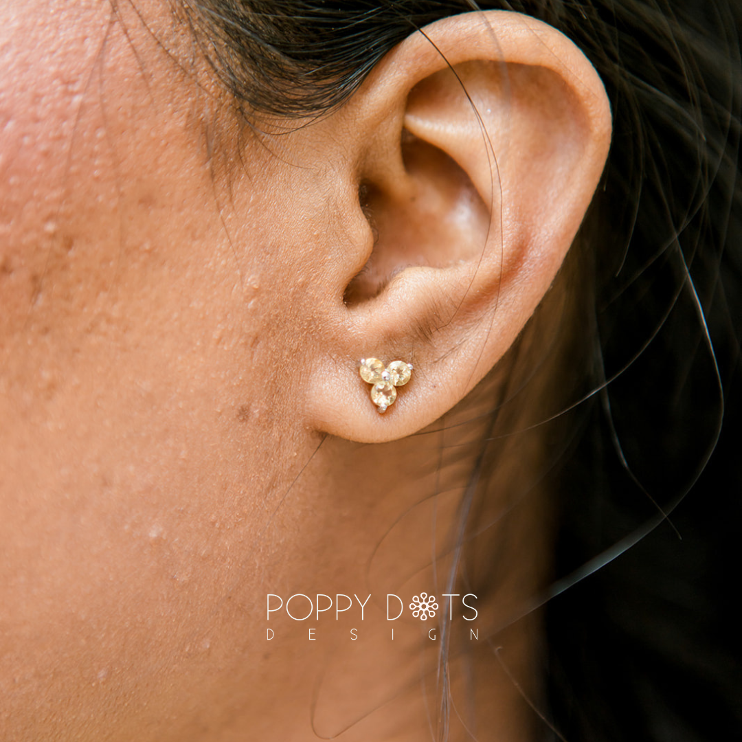 Sterling Silver Citrine Quartz Clover Studs