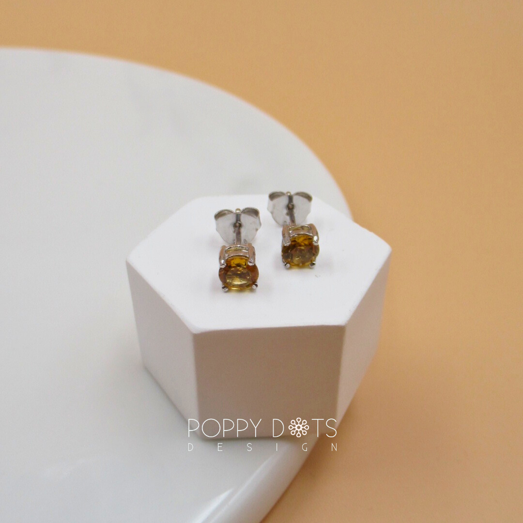 Sterling Silver Claw Set Citrine Quartz Studs