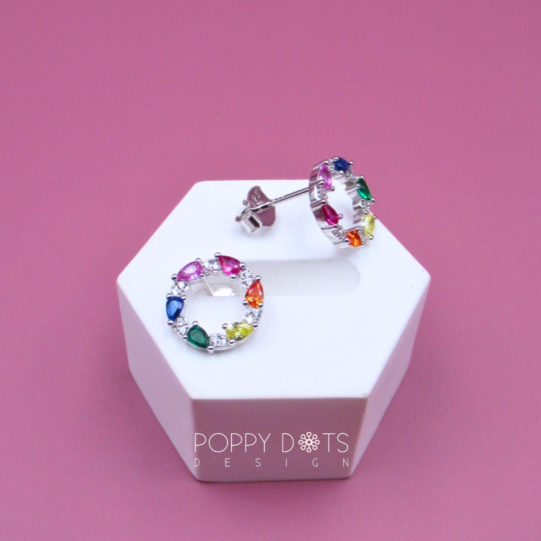 Sterling Silver Joyful Wreath Zirconia Studs