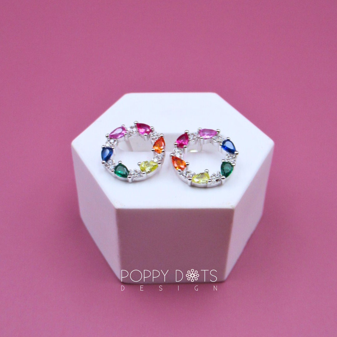 Sterling Silver Joyful Wreath Zirconia Studs