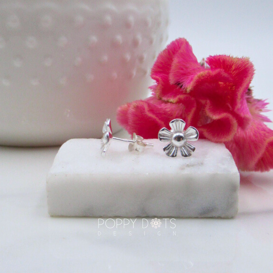 Sterling Silver Cosmos Flower Studs