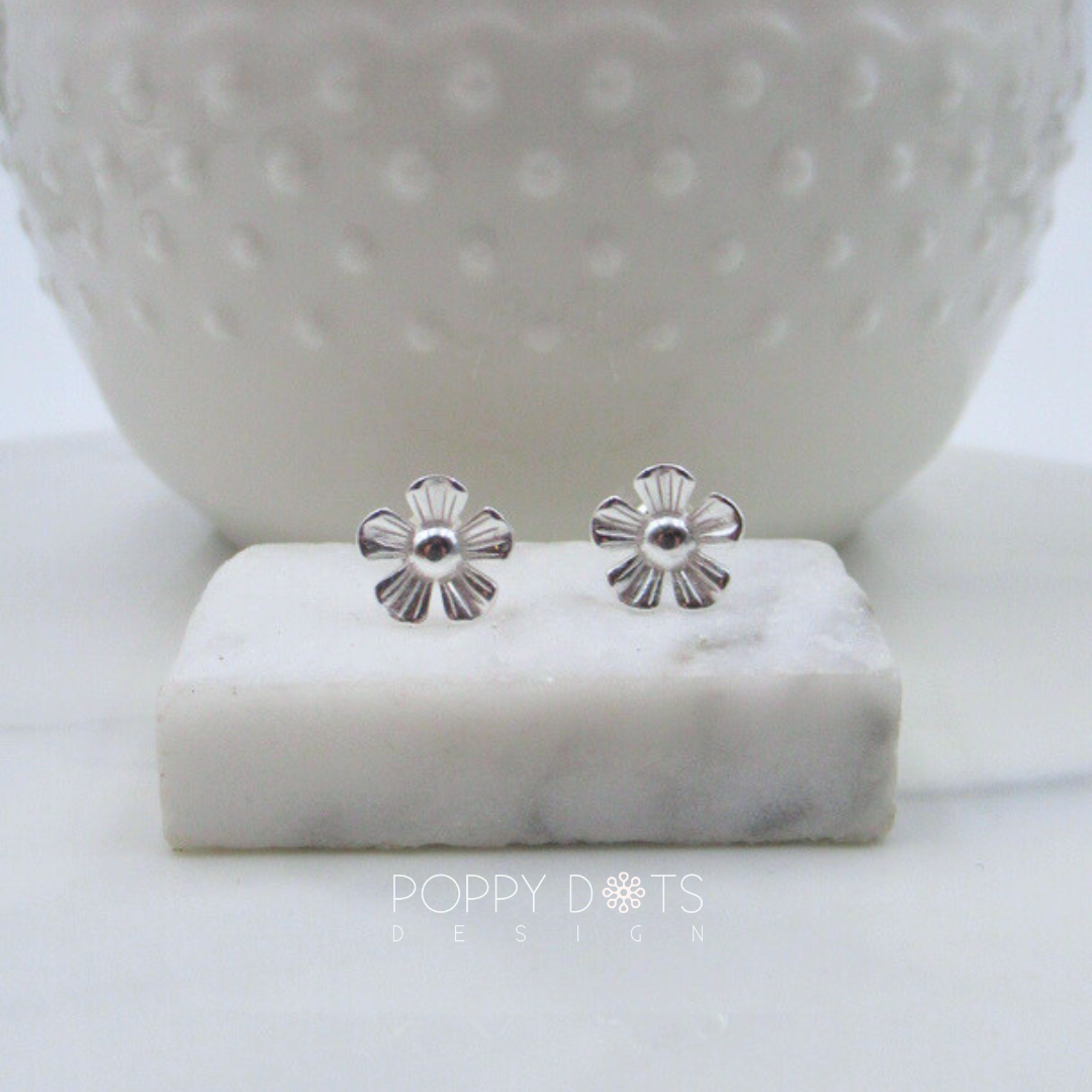 Sterling Silver Cosmos Flower Studs