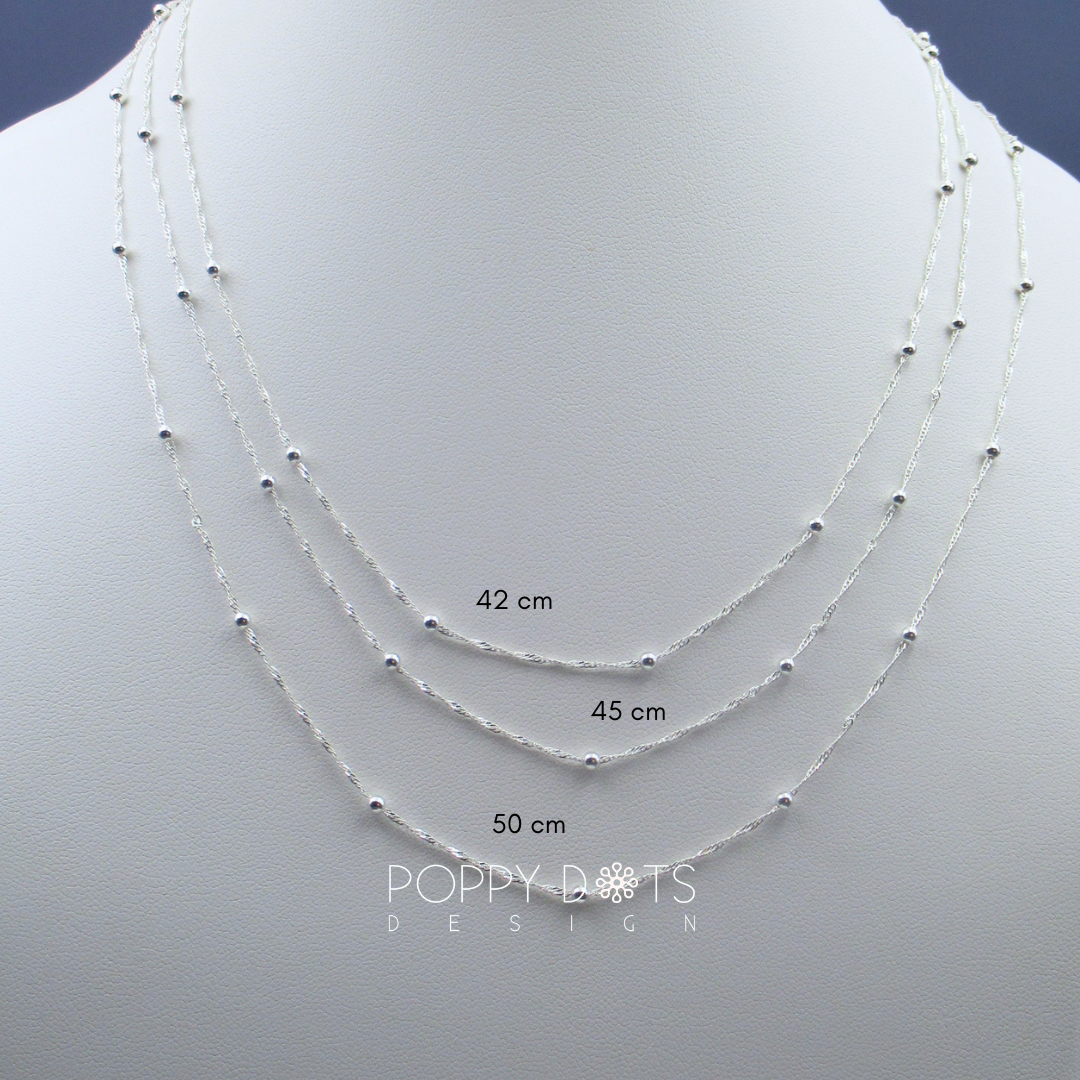 Sterling Silver Dainty Ball Chain Necklace 45 cm