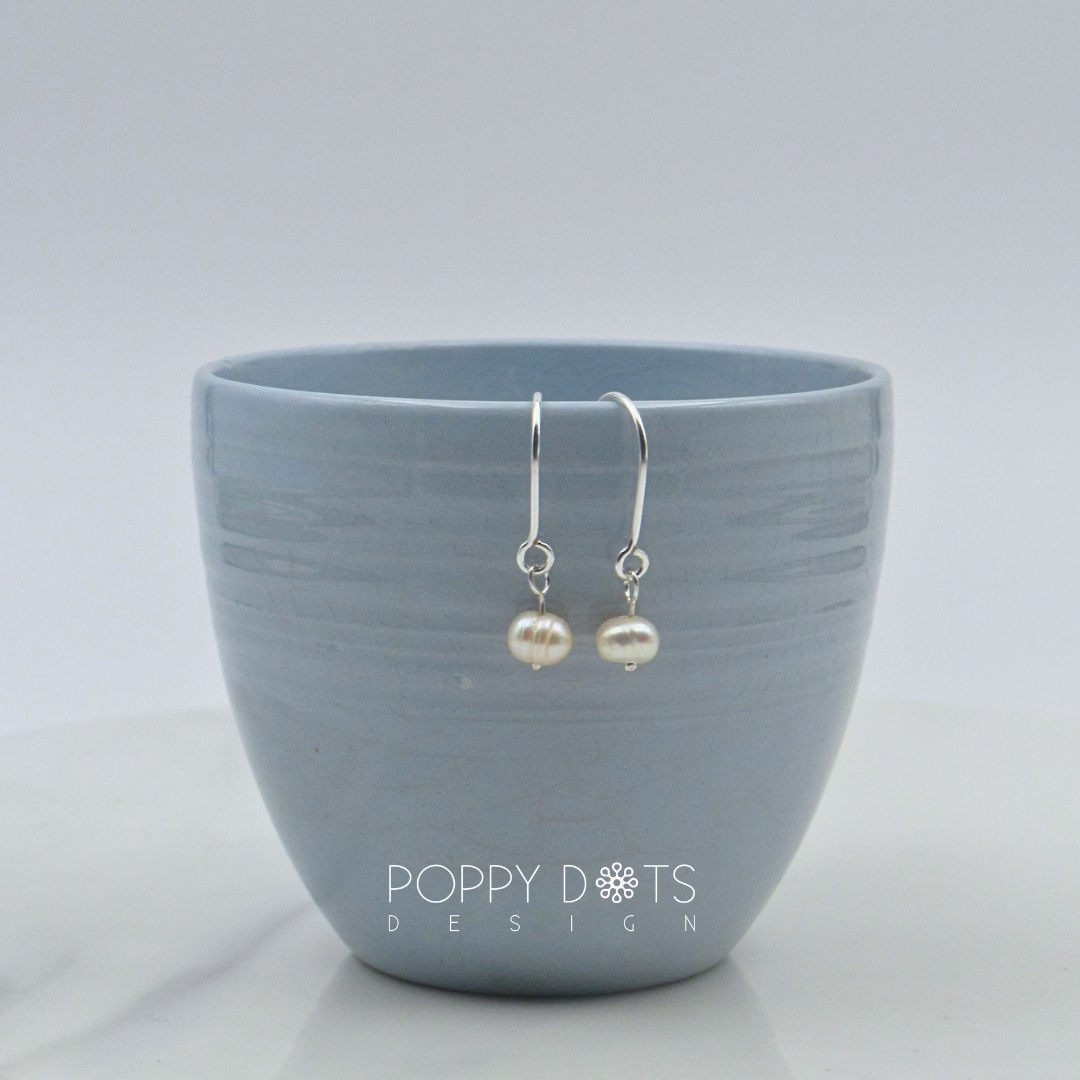 Sterling Silver Dainty Pearl Threader Earrings