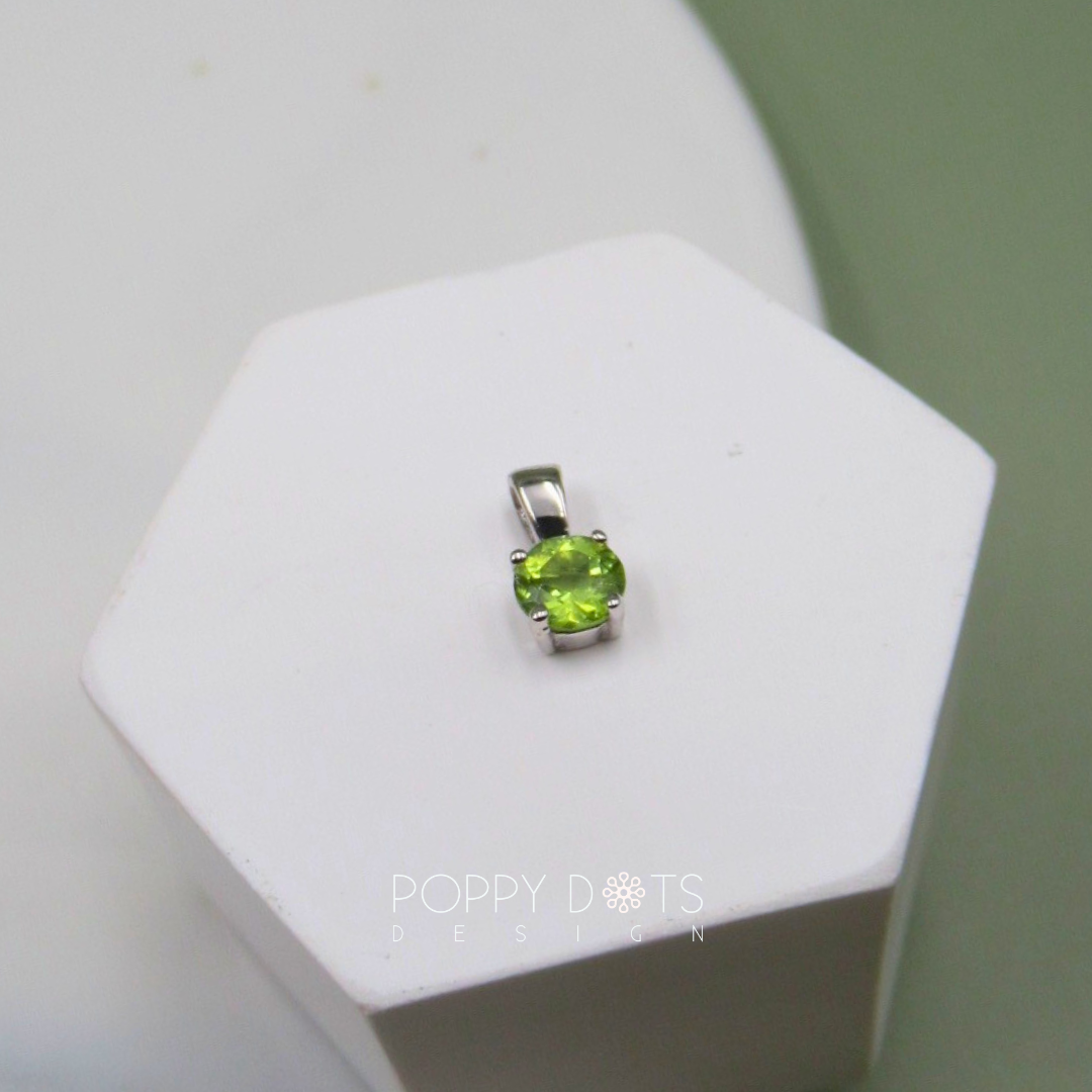 Sterling Silver Dainty Peridot Pendant