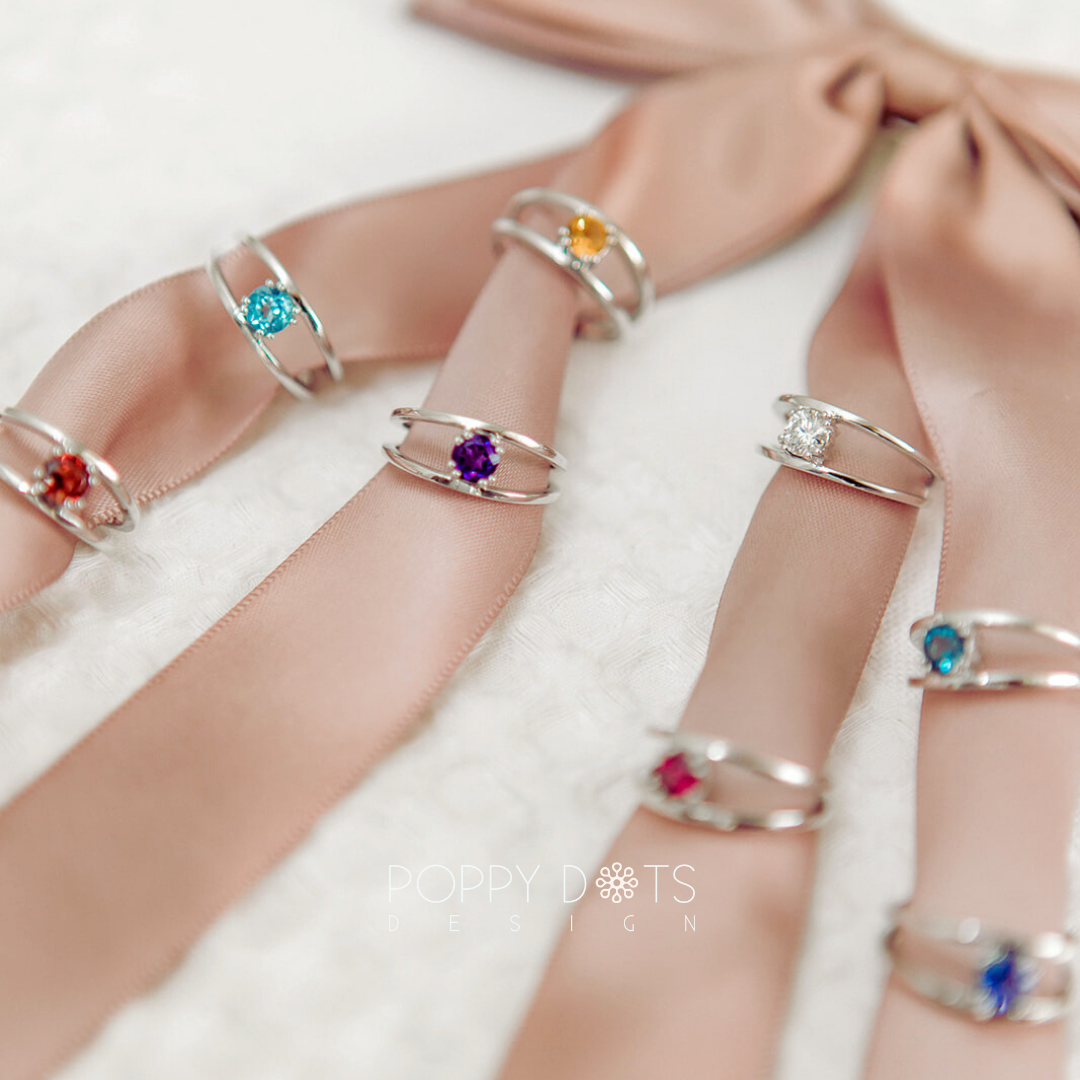 Sterling Silver Double Band Citrine Quartz Ring