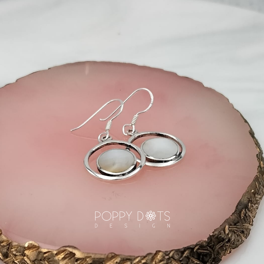 Sterling Silver Double Circle Mother of Pearl Earrings