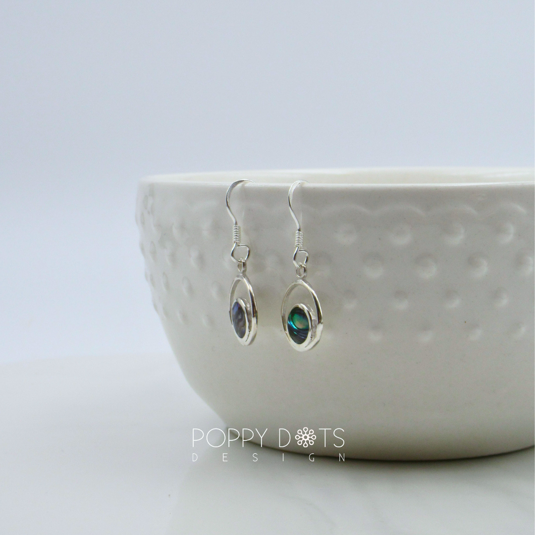 Sterling Silver Double Circle Shell Earrings