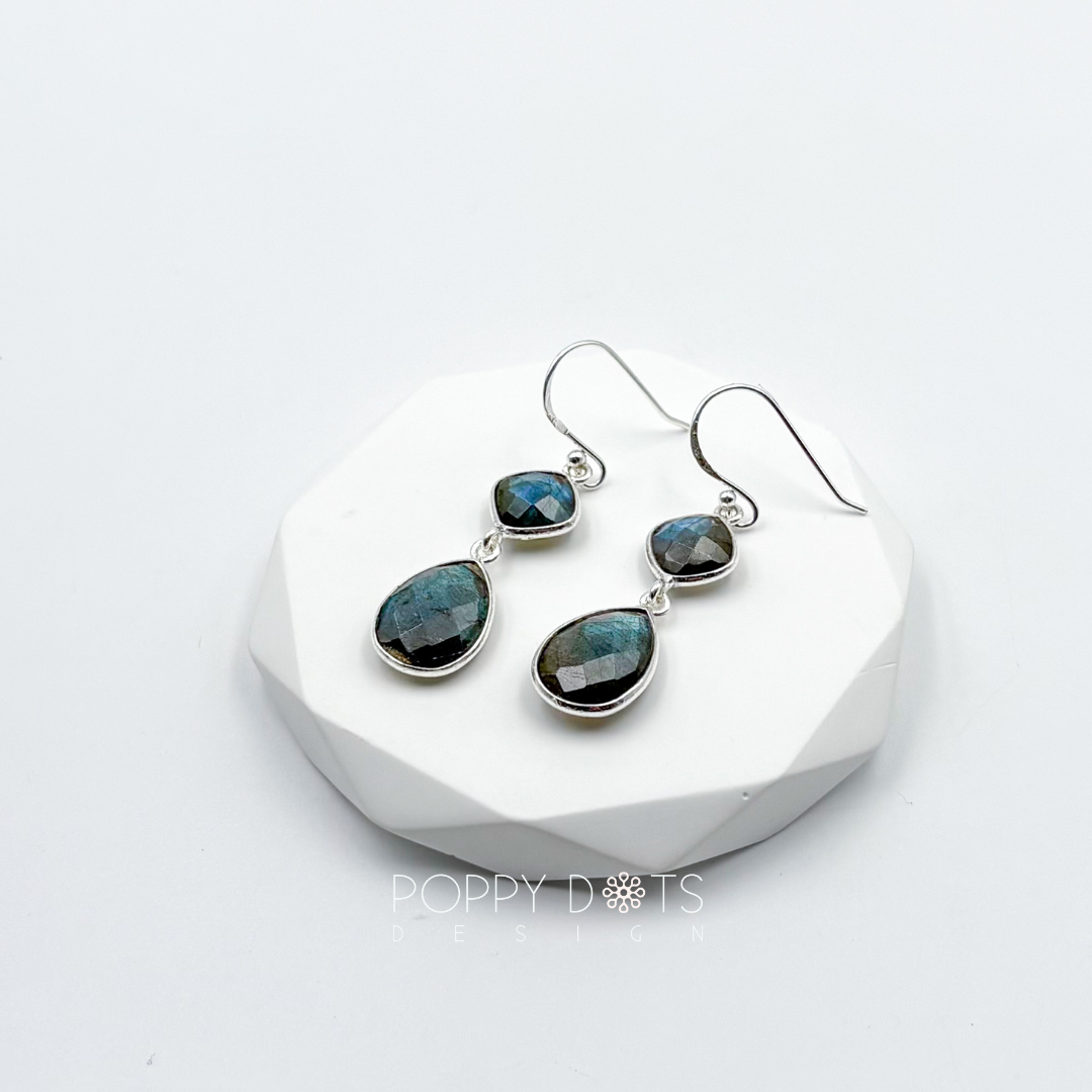 Sterling Silver Double Labradorite Earrings