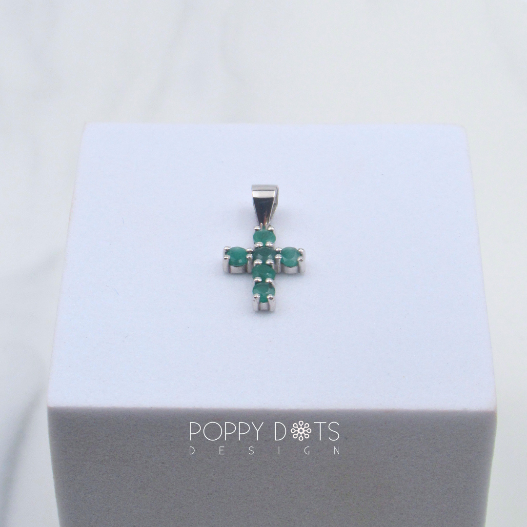 Sterling Silver Emerald Cross Pendant